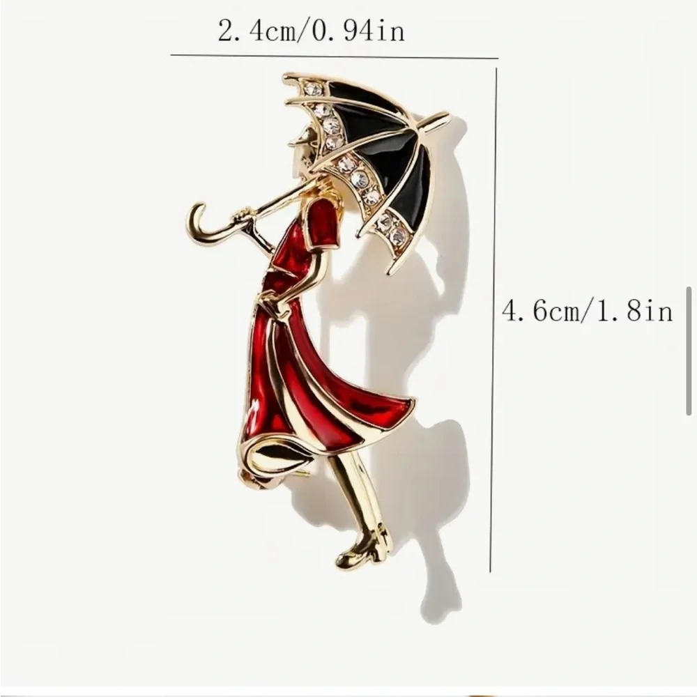 Lady With Umbrella Brooch-NEW